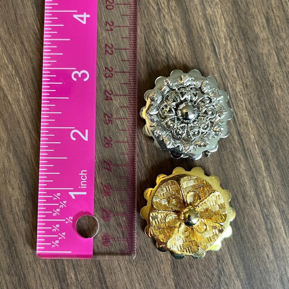 Vintage Retro Lapel Pin Brooch Scarf Holder, Floral Flower Scroll